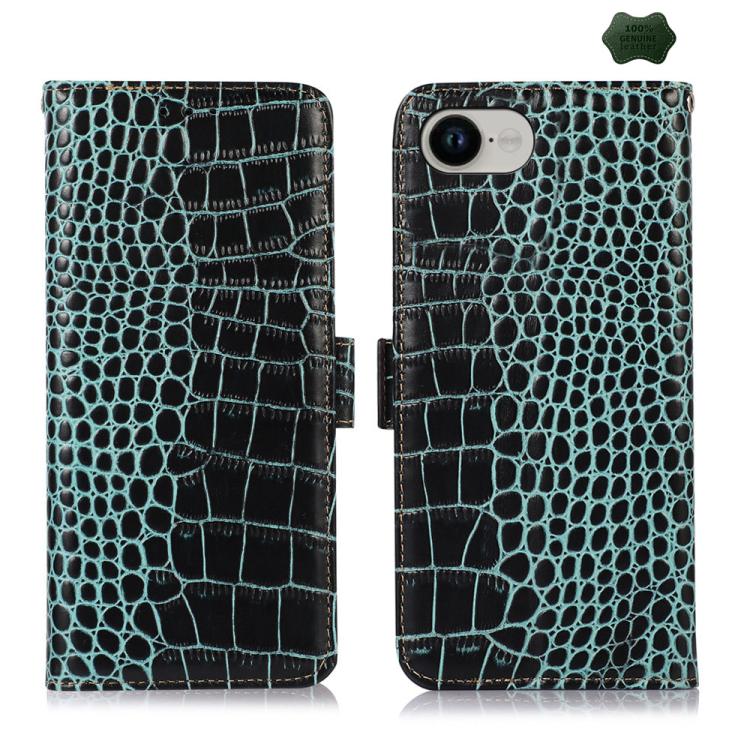 Green crocodile cowhide iPhone 16e 17e case