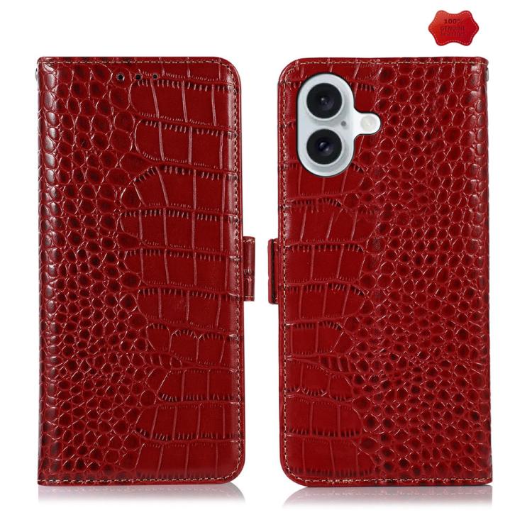 Red crocodile cowhide iPhone 17 case