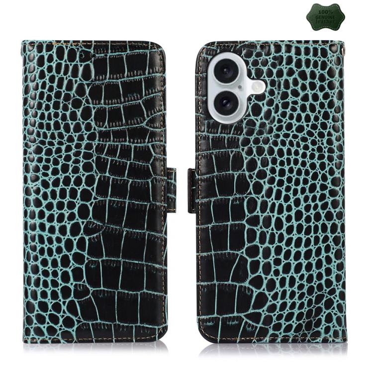 Green crocodile cowhide iPhone 17 case