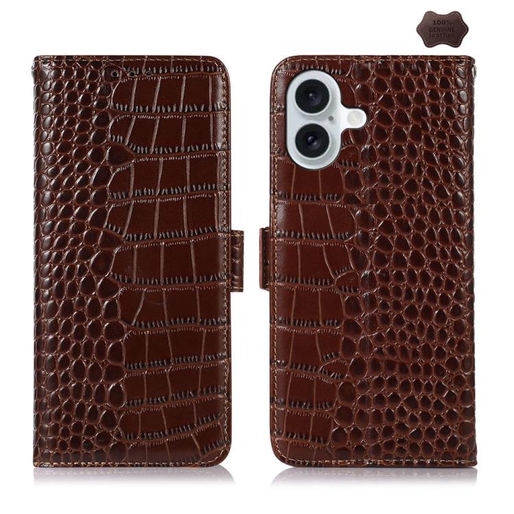 Brown crocodile cowhide iPhone 17 case