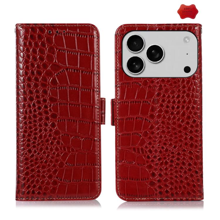 Red crocodile cowhide iPhone 17 Pro Max case