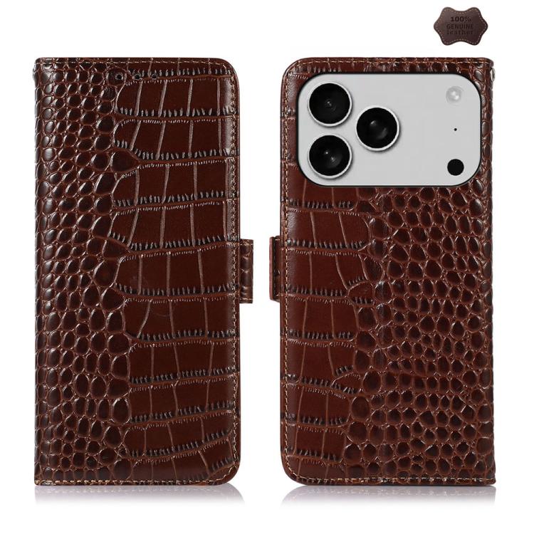 Brown crocodile cowhide iPhone 17 Pro Max case