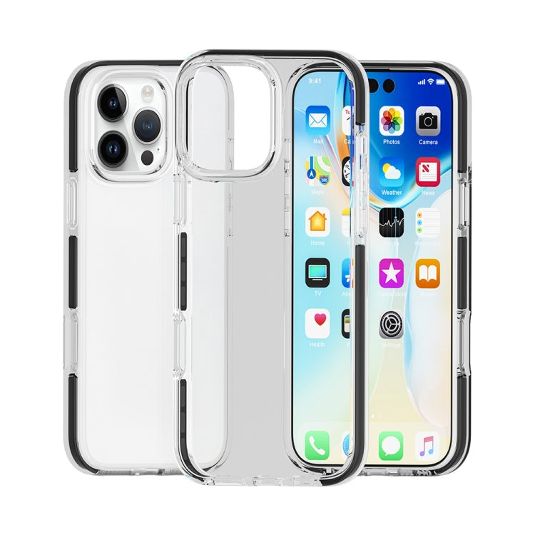 Two-colour shockproof high-transparency TPU iPhone case in black for iPhone 16 Pro Max