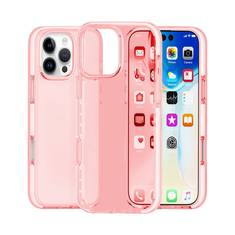 Two-colour shockproof high-transparency TPU iPhone case in pink for iPhone 16 Pro