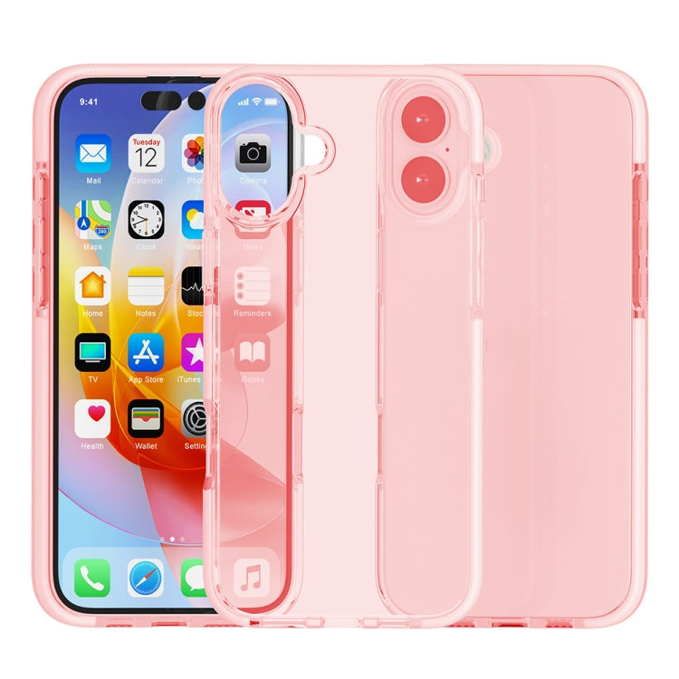 Two-colour shockproof high-transparency TPU iPhone case in pink for iPhone 16 Plus
