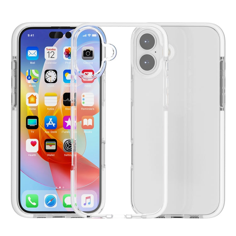Two-colour shockproof high-transparency TPU iPhone case in white for iPhone 16