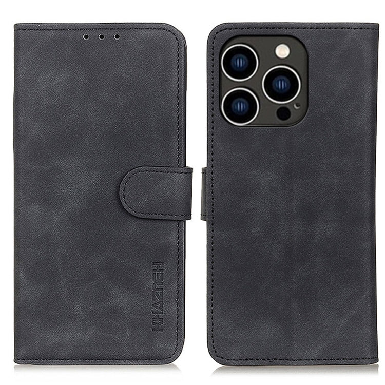 KHAZNEH retro PU leather wallet iPhone case in black for iPhone 16 Pro Max