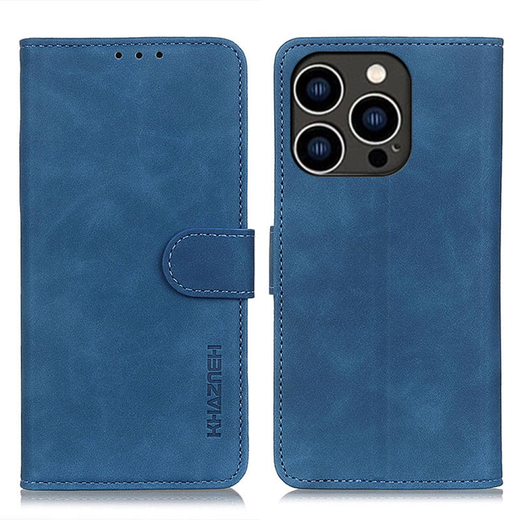 KHAZNEH retro PU leather wallet iPhone case in blue for iPhone 16 Pro Max