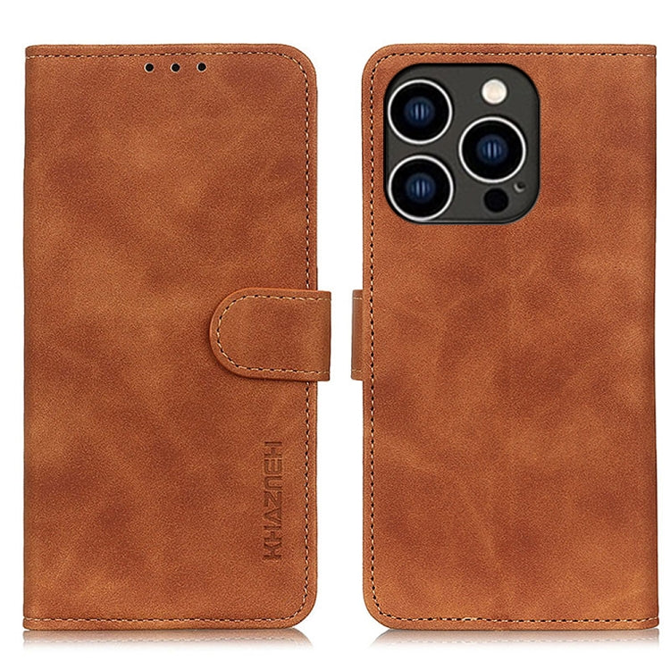 KHAZNEH retro PU leather wallet iPhone case in brown for iPhone 16 Pro Max