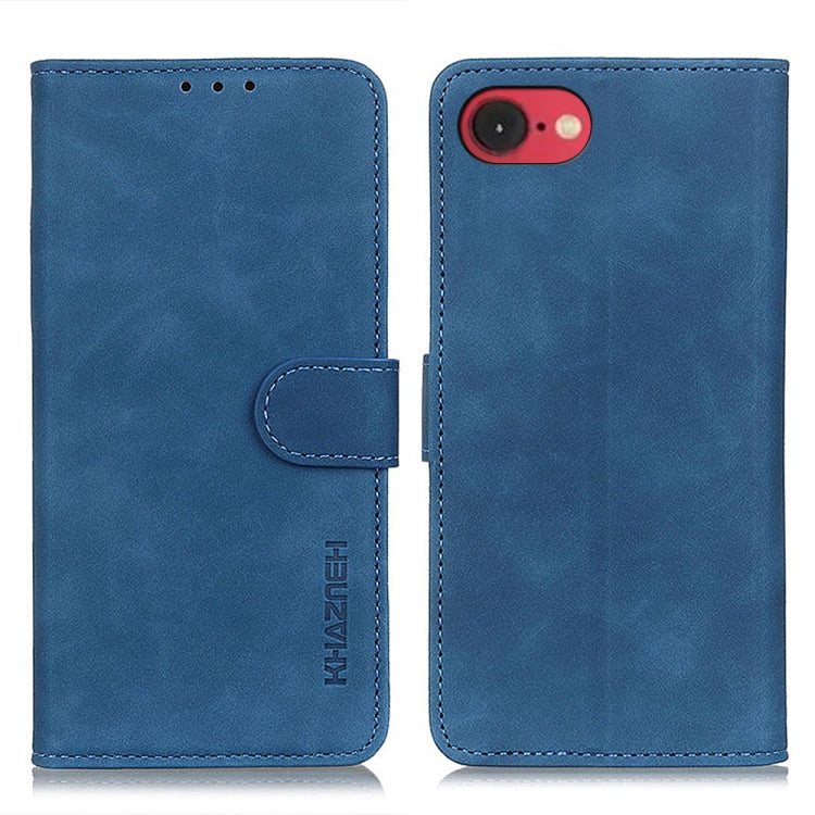 KHAZNEH retro PU leather wallet iPhone case in blue for iPhone 16e or 17e
