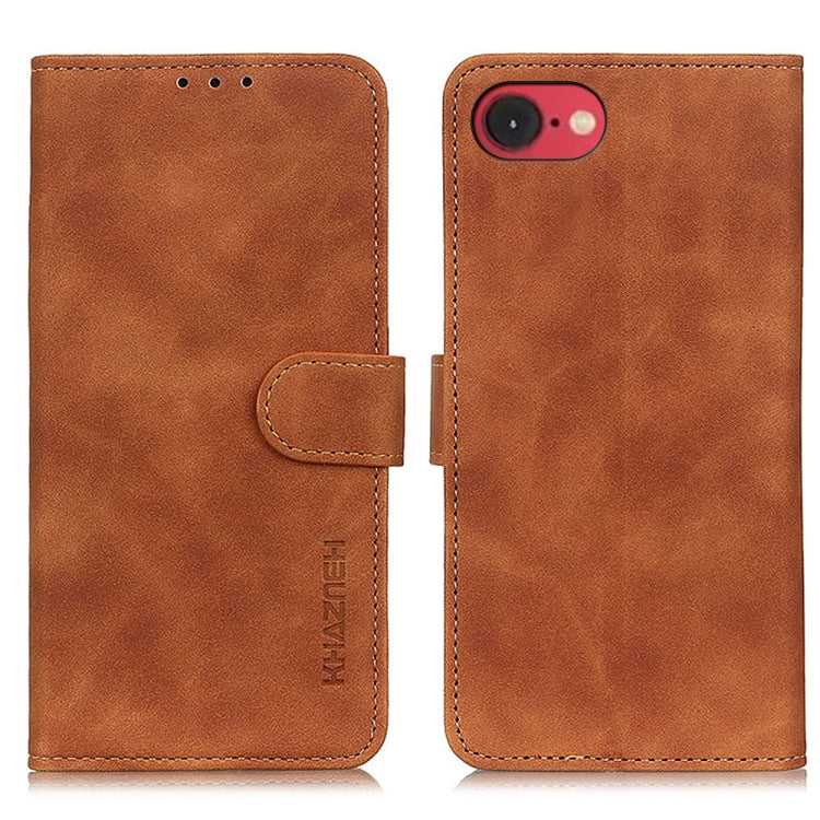 KHAZNEH retro PU leather wallet iPhone case in brown for iPhone 16e or 17e