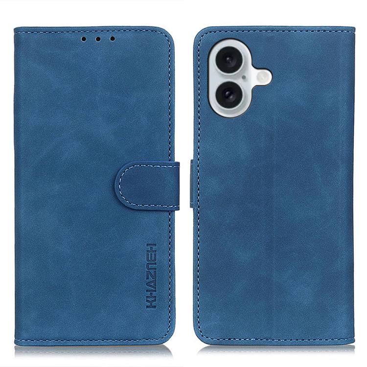 KHAZNEH retro PU leather wallet iPhone case in blue for iPhone 17