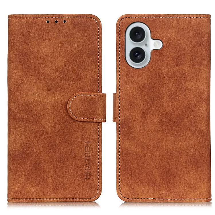 KHAZNEH retro PU leather wallet iPhone case in brown for iPhone 17