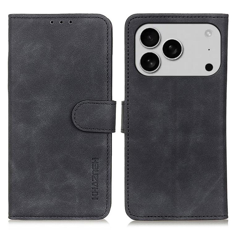 KHAZNEH retro PU leather wallet iPhone case in black for iPhone 17 Pro