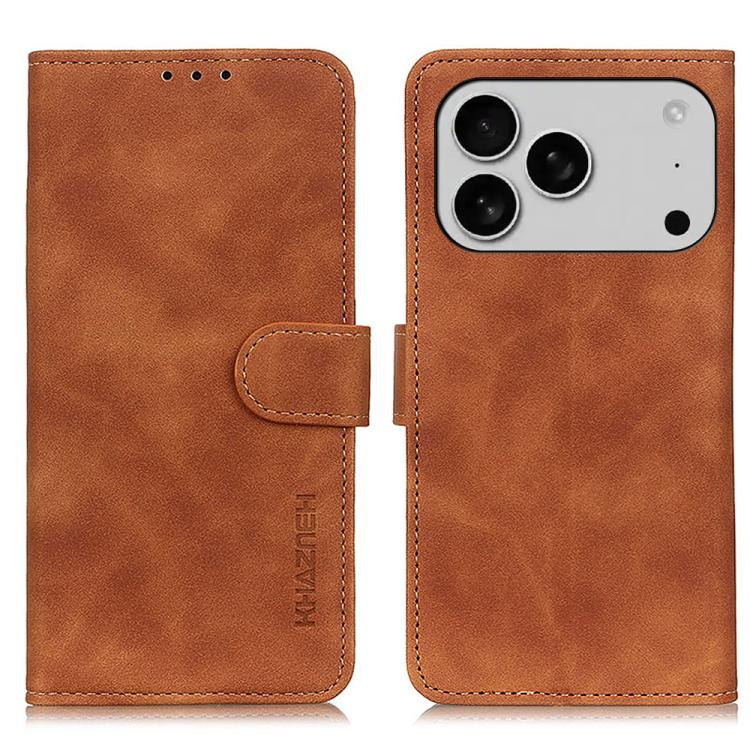 KHAZNEH retro PU leather wallet iPhone case in brown for iPhone 17 Pro