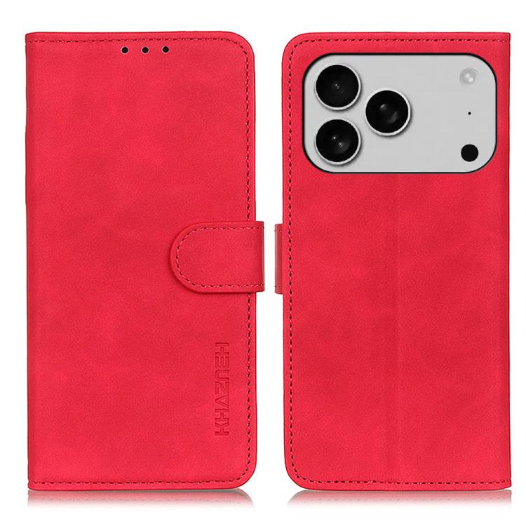 KHAZNEH retro PU leather wallet iPhone case in red for iPhone 17 Pro Max