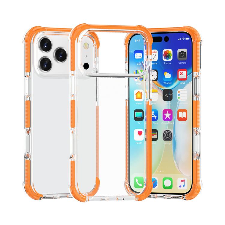 Four-corner shockproof TPU acrylic iPhone 17 Pro Max case in orange