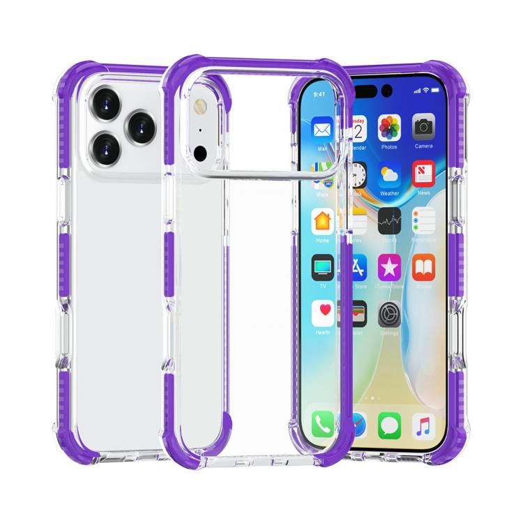 Four-corner shockproof TPU acrylic iPhone 17 Pro Max case in purple