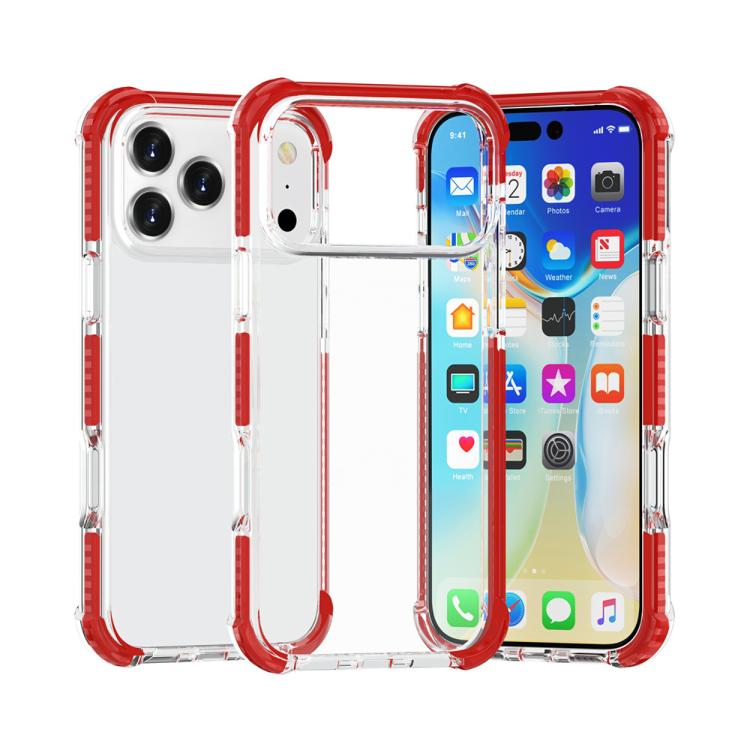 Four-corner shockproof TPU acrylic iPhone 17 Pro Max case in red