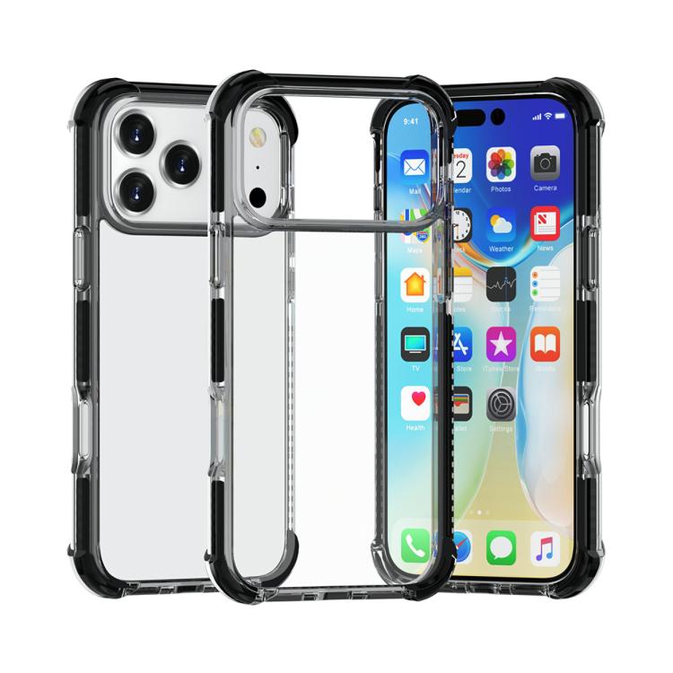Four-corner shockproof TPU acrylic iPhone 17 Pro Max case in black