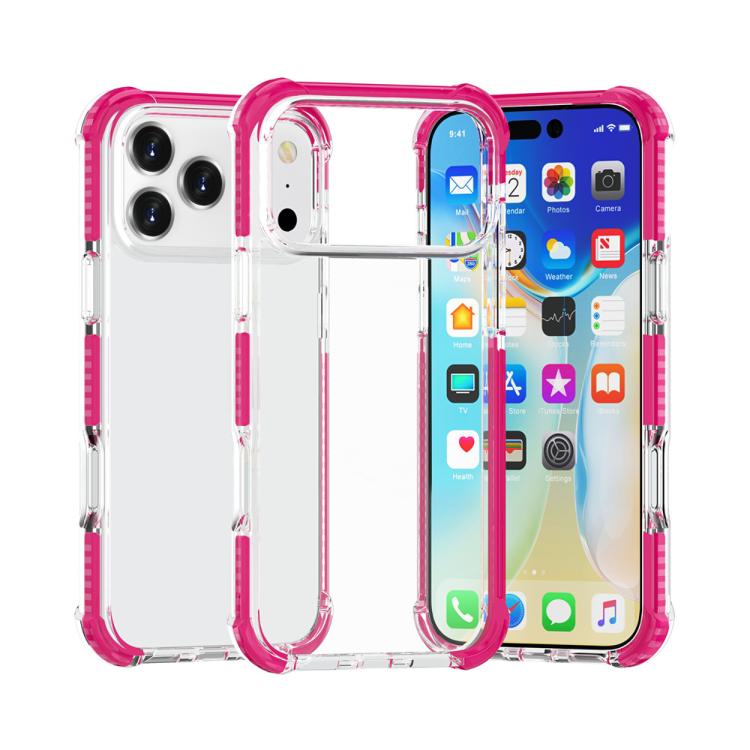 Four-corner shockproof TPU acrylic iPhone 17 Pro case in pink