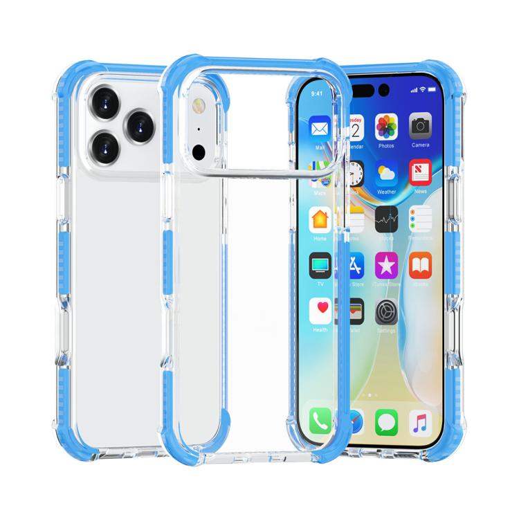 Four-corner shockproof TPU acrylic iPhone 17 Pro case in blue