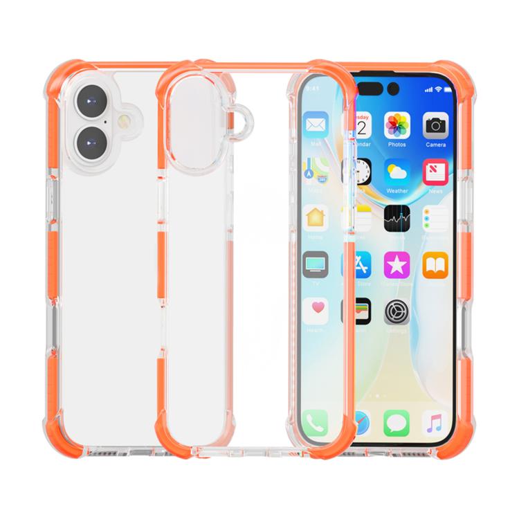 Four-corner shockproof TPU acrylic iPhone case in orange for iPhone 17