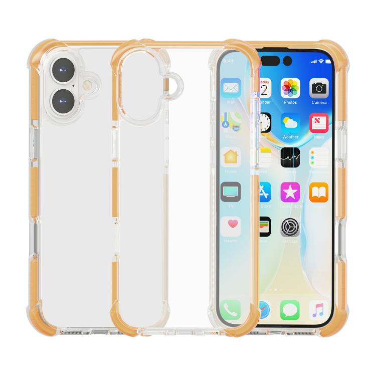 Four-corner shockproof TPU acrylic iPhone case in gold for iPhone 17