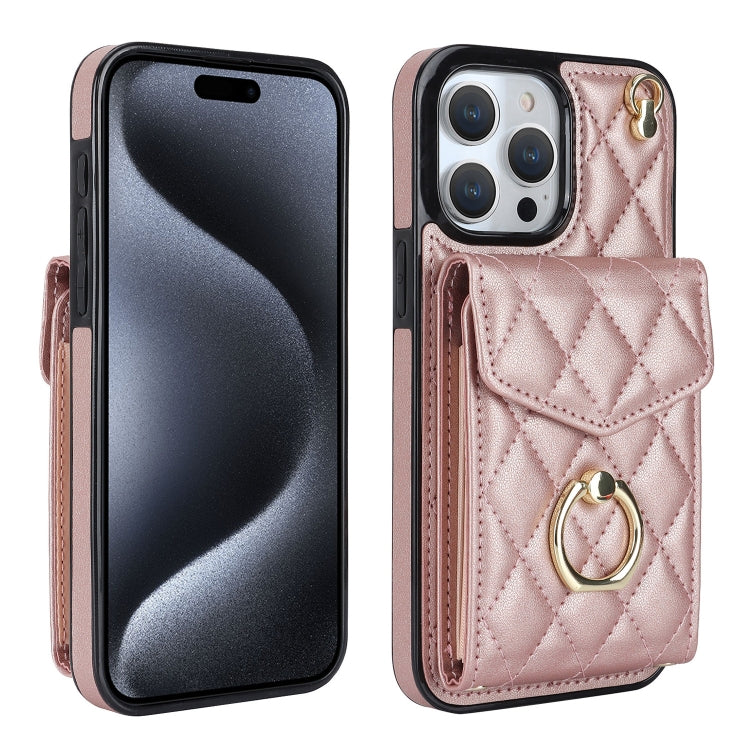 Rose Gold rhombic iPhone 15 Pro Max case