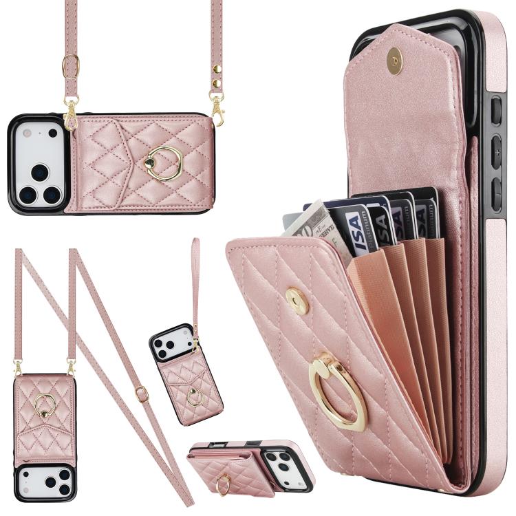 Rose Gold rhombic iPhone 17 Pro case