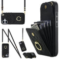 Rhombic Texture Card Bag Phone Case with Long Lanyard, For iPhone 17, For iPhone Air, For iPhone 15 Pro Max