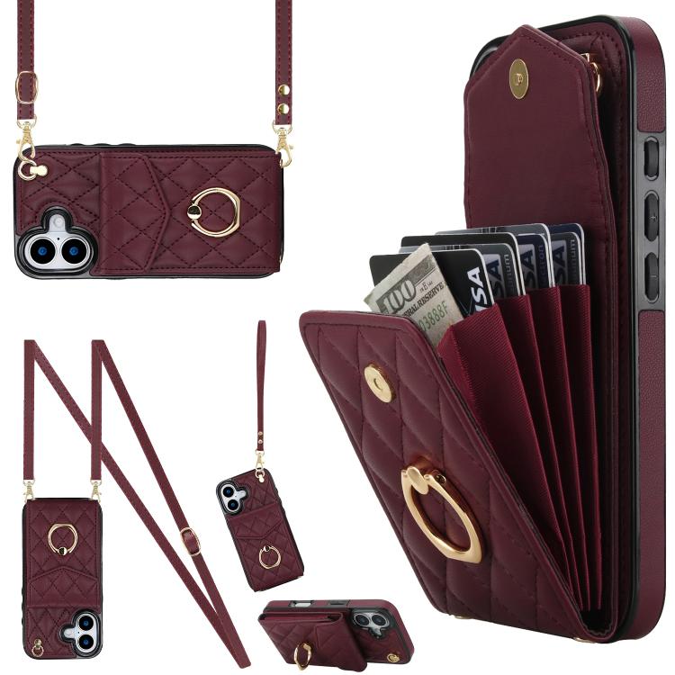 Wine Red rhombic iPhone 17 case