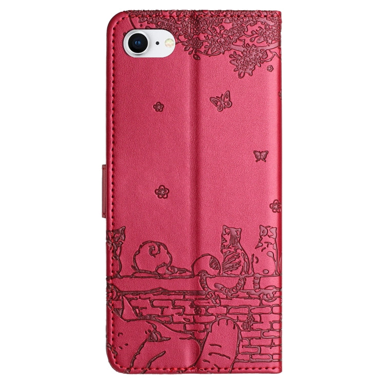 Cat embossed leather iPhone case holder design for horizontal viewing