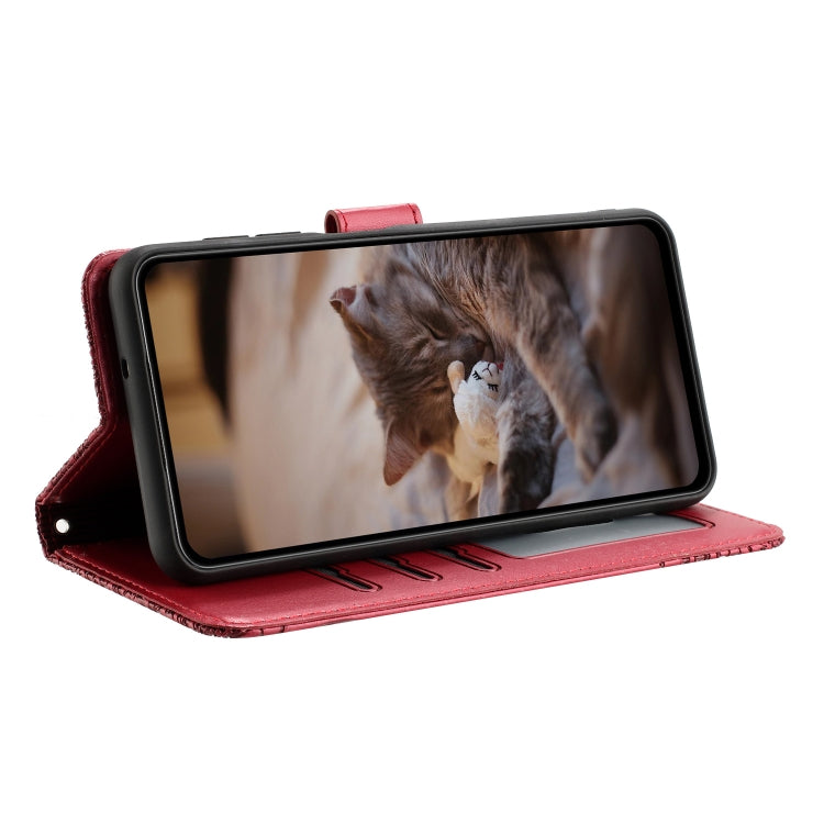 Cat embossed leather iPhone case with PU and TPU construction detail