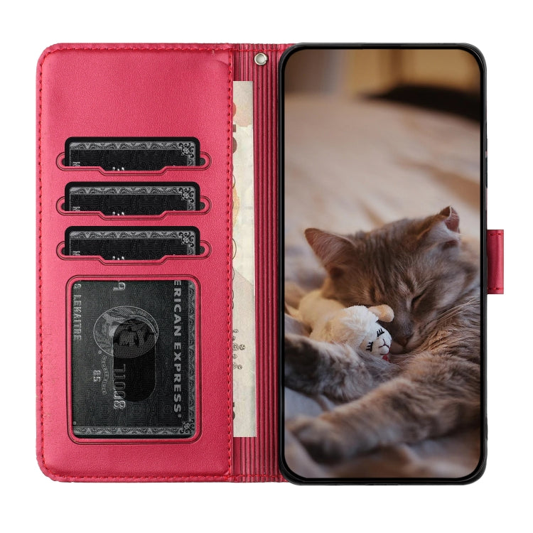 Cat embossed leather iPhone case with lanyard product detail