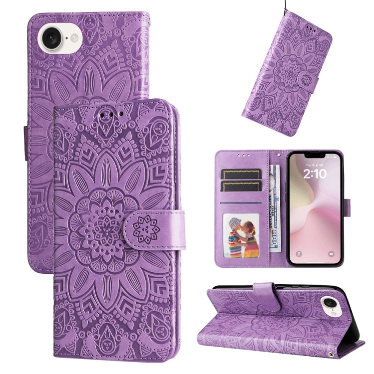 Purple embossed sunflower iPhone 17e 16e case