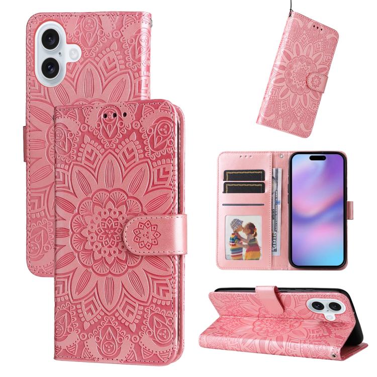 Pink embossed sunflower iPhone 17 case