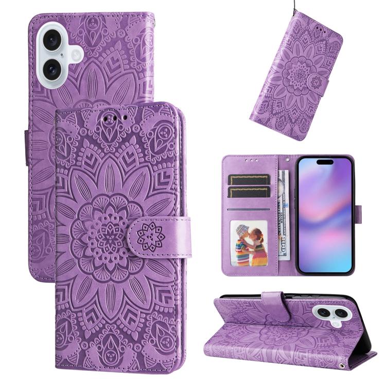 Purple embossed sunflower iPhone 17 case