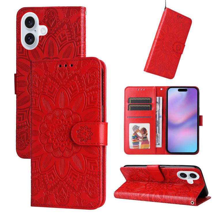 Red embossed sunflower iPhone 17 case