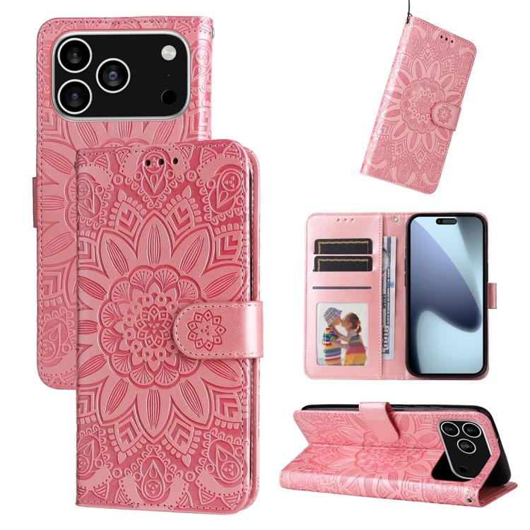 Pink embossed sunflower iPhone 17 Pro case