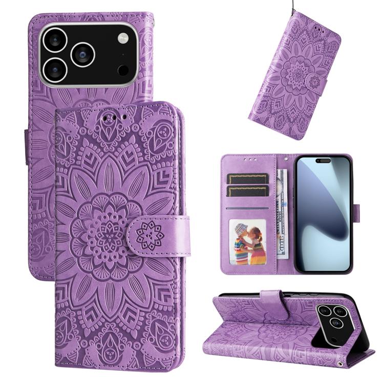 Purple embossed sunflower iPhone 17 Pro case