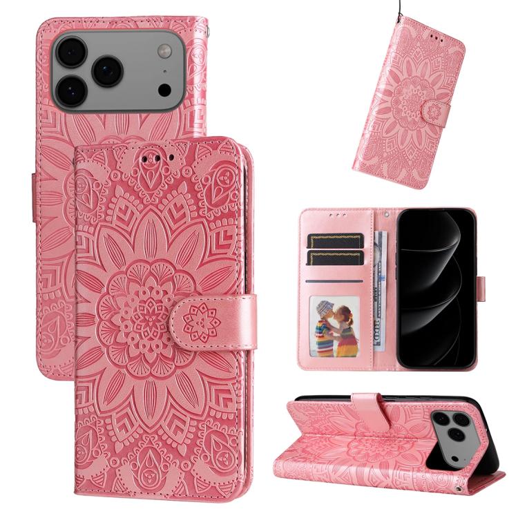 Pink embossed sunflower iPhone 17 Pro Max case
