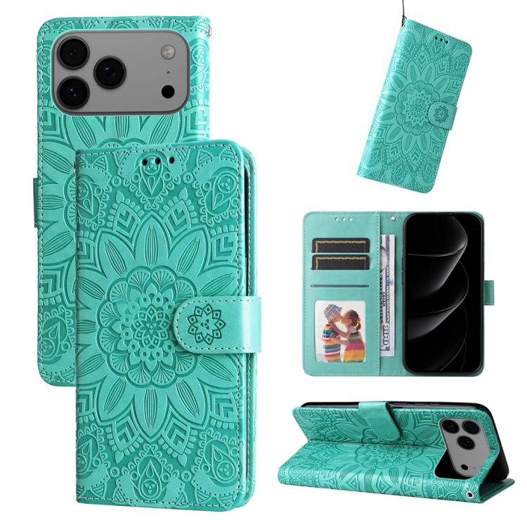 Green embossed sunflower iPhone 17 Pro Max case