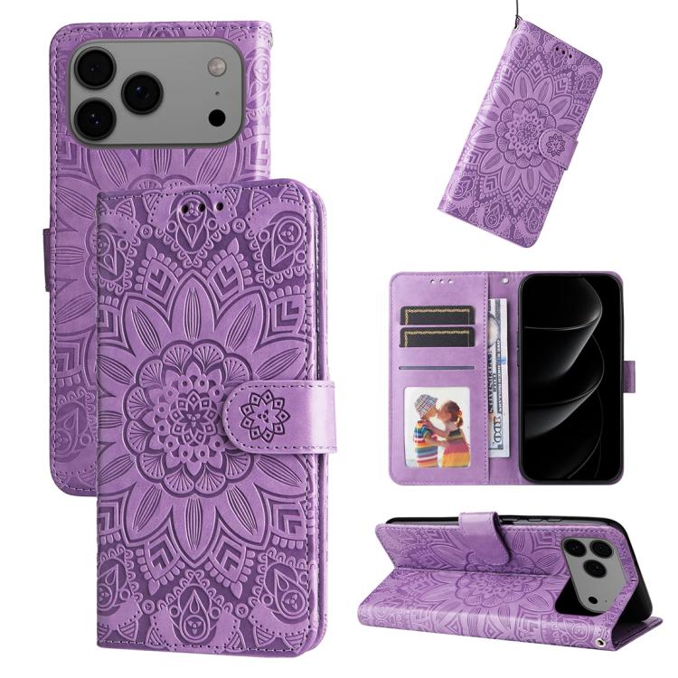 Purple embossed sunflower iPhone 17 Pro Max case