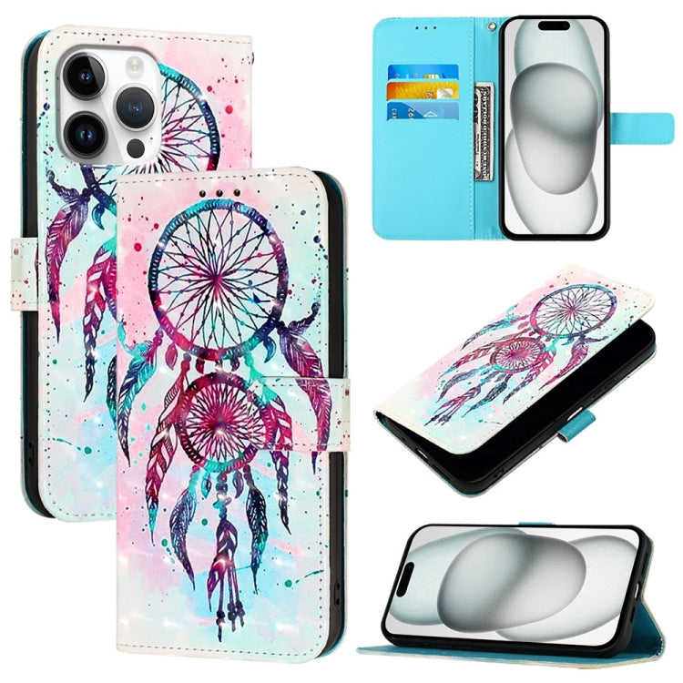 3D Painting flip PU leather iPhone 16 Pro Max wallet case with Color Drop Wind Chimes artwork