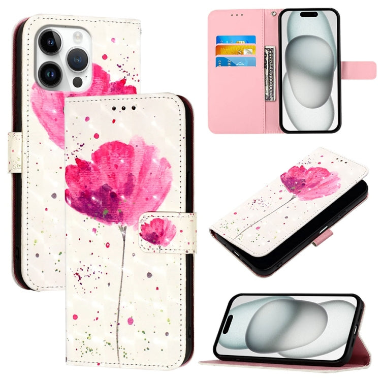 3D Painting flip PU leather iPhone 16 Pro Max wallet case with Flower artwork