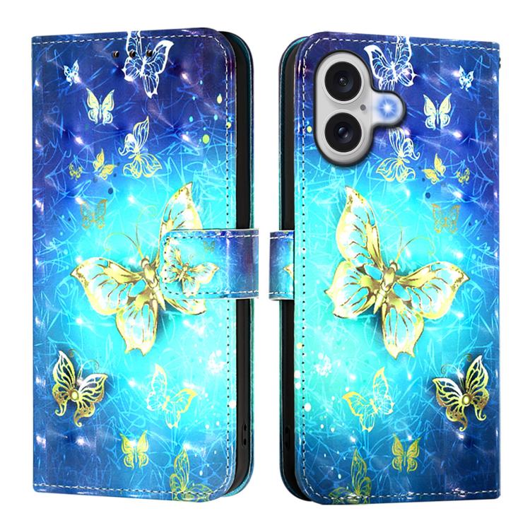 3D Painting Golden Butterfly flip iPhone case front and inside view