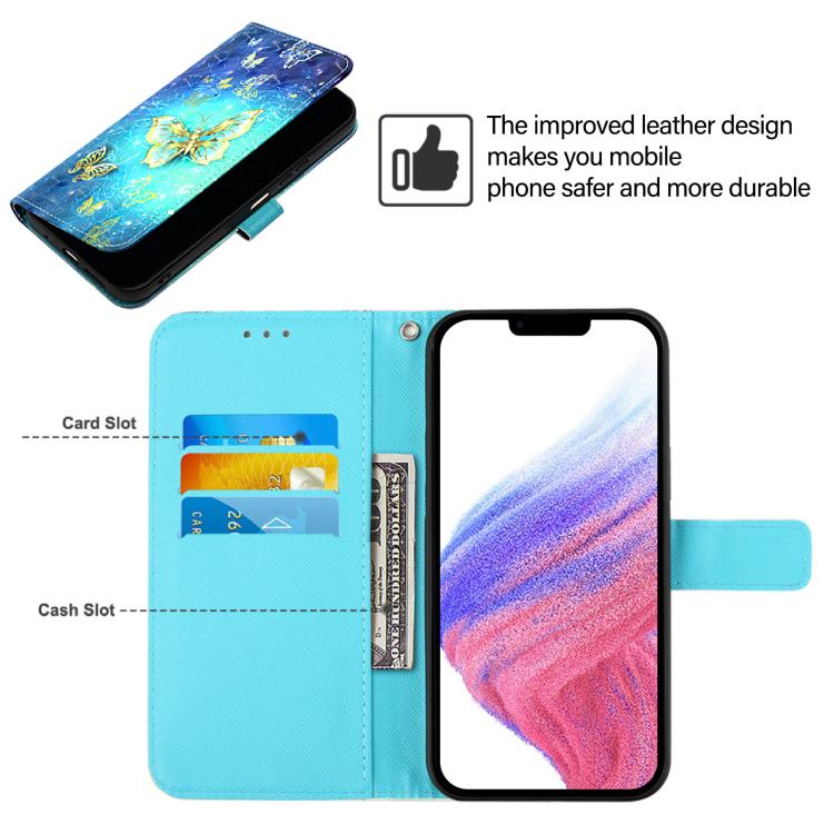 3D Painting flip iPhone case showing card slots and wallet design