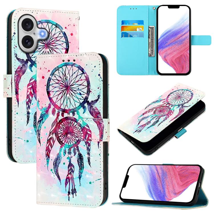 3D Painting flip PU leather iPhone 17 wallet case with Color Drop Wind Chimes artwork