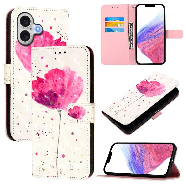 3D Painting flip PU leather iPhone 17 wallet case with Flower artwork